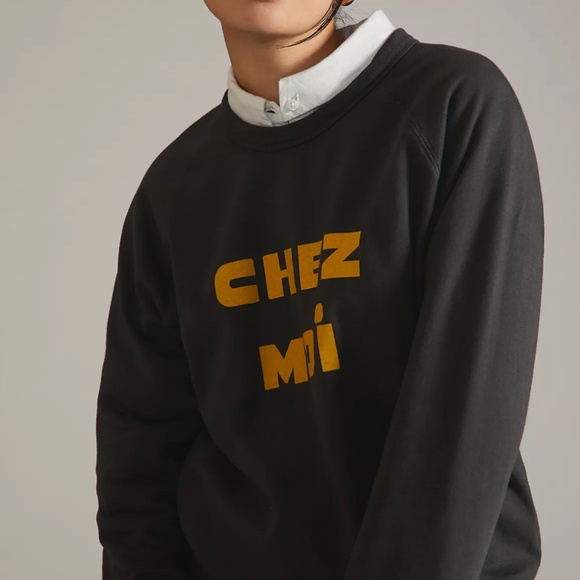 Clare V Chez Moi Chez Toi Charcoal Color Sweatshirt Size S - Picture 3 of 11
